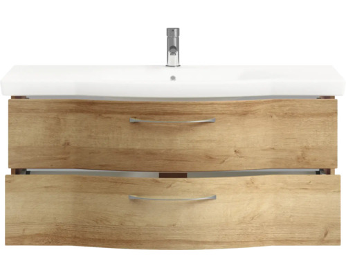 Waschtischunterschrank mit zwei Schubladen und Aufsatzwaschbecken