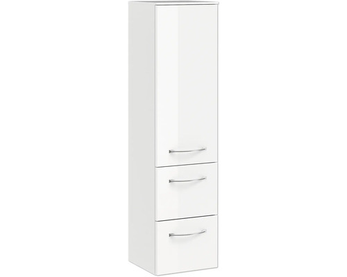 Weißer Badezimmer-Hochschrank mit drei Schubladen und einem Schrankfach
