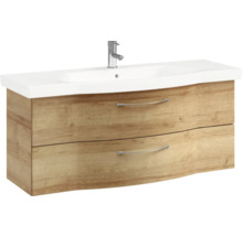 Waschbeckenunterschrank mit zwei Schubladen und Aufsatzwaschbecken