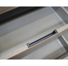 Badmöbel-Set Sanox Loft BxHxT 160,5 x 47 x 45,5 cm Frontfarbe schwarz matt 2-teilig mit Waschtisch Mineralguss Becken links weiß matt ohne Hahnloch-thumb-4