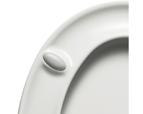 Detailansicht eines Toilettensitzes aus Kunststoff