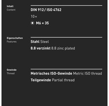 Informationen zu DIN 912 / ISO 4762 Schrauben: Inhalt, Eigenschaften und Gewinde.