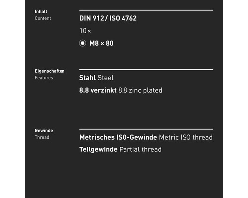 Informationen zu Inhalt, Eigenschaften und Gewinde der Stahlschraube