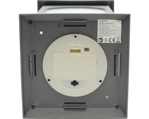 Unterseite einer Lafiora Leuchte mit Batteriefach und Schalter