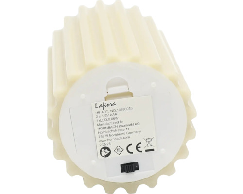 Lafiora LED Kerze mit Batteriefach und Schalter