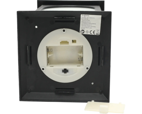 Unterseite einer Laterne mit Batteriefach.