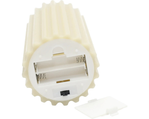 Batteriebetriebene LED Kerze mit Batteriefach und Schalter