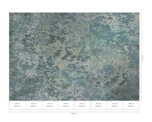 Fototapete mit abstrakten Fleckenmuster, 400 cm breit und 270 cm hoch, bestehend aus acht Bahnen