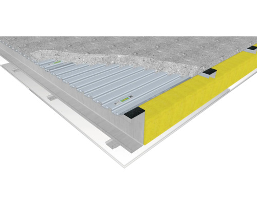 Aufbau einer Dachkonstruktion mit Trapezblech und Dämmung
