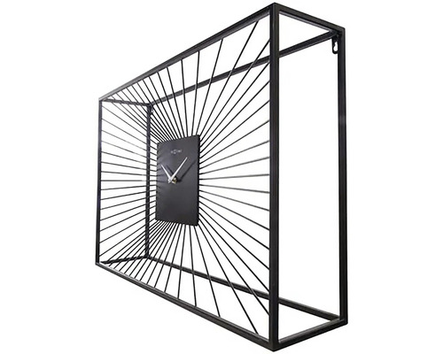 Dekorative Wanduhr mit rechteckigem Metallrahmen und Zifferblatt