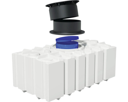 Regenwassertank mit Inspektionsdom und Deckel zur Gartenbewässerung