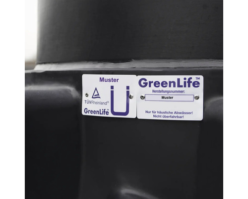 GreenLife Hinweisetikett auf einer Regentonne