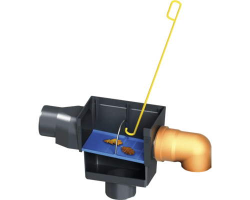 Gully mit Laubfangeinsatz und Reinigungsbügel