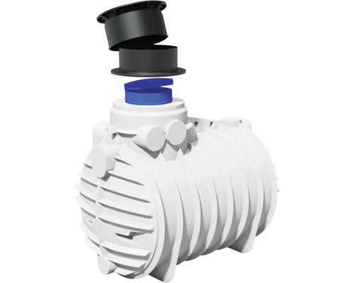 Weiße Zisterne mit schwarzem Zubehör