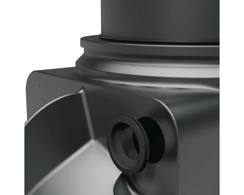 Detailansicht eines Kunststoff-Aufsatzes für ein Fallrohr