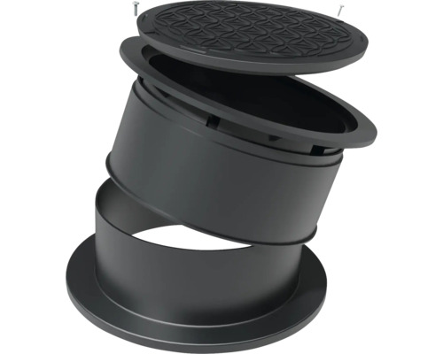 Mehrteiliger Schachtaufsatz aus Kunststoff mit Schrauben und Muster