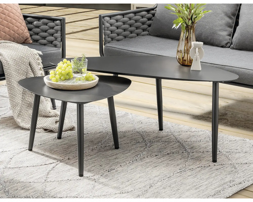 Gartenmöbelset Destiny RAVENNA 4 -Sitzer bestehend aus: 2 Sessel, Sofa,  Beistelltisch, Tisch Aluminium Kunststoff Grau bei HORNBACH kaufen | Gartenlounge-Sets