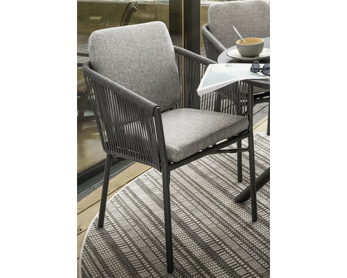 Gartensessel mit Seilgeflecht und Polsterung