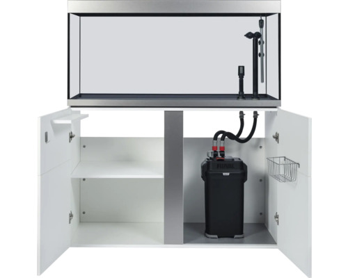Aquarium mit Unterschrank und Außenfilter