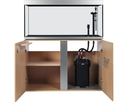Aquarium mit Unterschrank und Außenfilter
