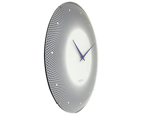 Runde Wanduhr mit grafischem Muster und Zeigern