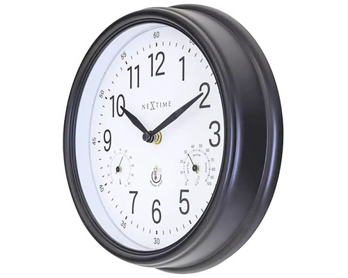 Analoge Wanduhr mit Thermometer und Hygrometer