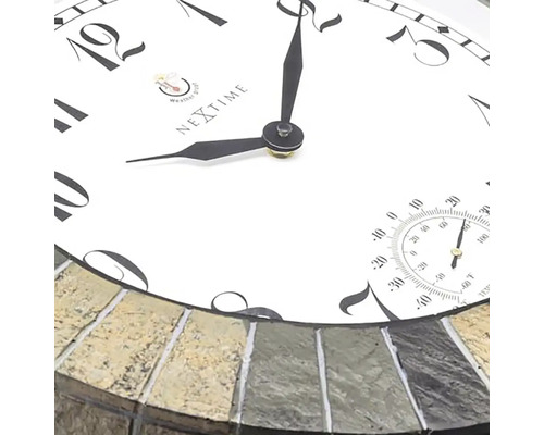 Wanduhr mit Thermometer und Mosaikrand