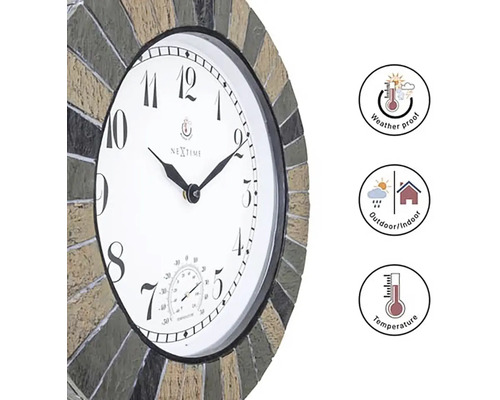 Wanduhr mit Thermometer für den Innen- und Außenbereich
