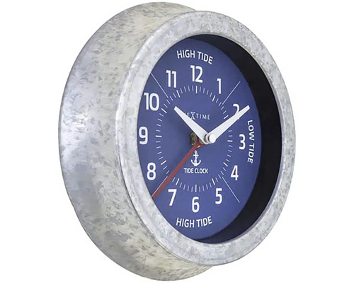 Nextime Tide Clock mit verzinktem Rahmen zur Anzeige von Ebbe und Flut