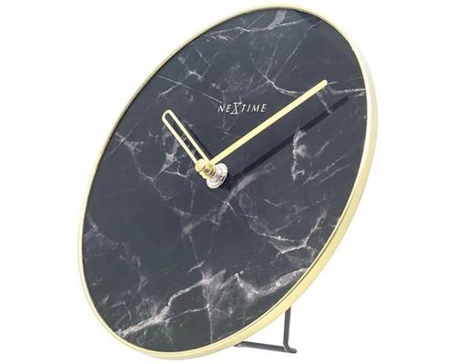 Nextime Tischuhr mit Marmorstruktur und goldenen Zeigern