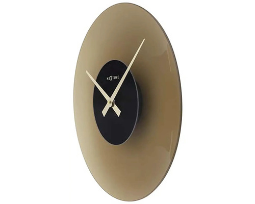 Nextime Logo. Runde Wanduhr mit Zeitanzeige