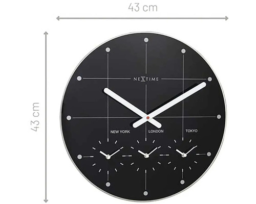 Nextime Wanduhr mit Weltzeitanzeige, Durchmesser 43 cm