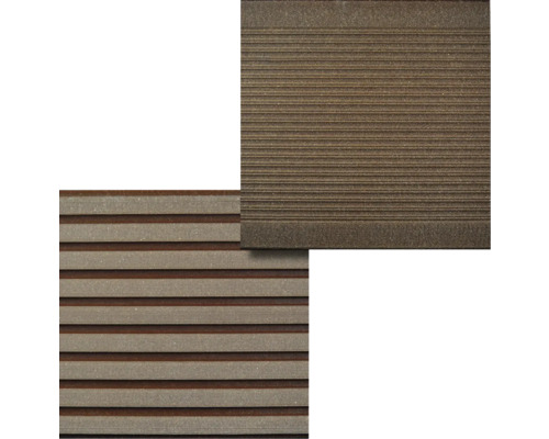 Terrassendielen aus Holz und Kunststoff mit gerillter Oberfläche