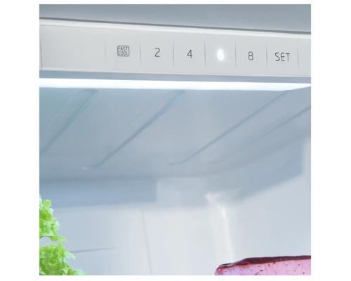 Innenansicht eines Kühlschranks mit Temperaturregler