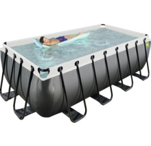 Aufstellpool Framepool-Set EXIT BlackLeather Style rechteckig 400x200x122 cm inkl. Kartuschenfilteranlage & Leiter schwarz