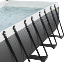 Aufstellpool Framepool-Set EXIT BlackLeather Style rechteckig 400x200x122 cm inkl. Kartuschenfilteranlage & Leiter schwarz