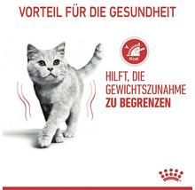 Katze mit dem Hinweis Vorteil für die Gesundheit, hilft die Gewichtszunahme zu begrenzen