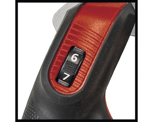 Detailaufnahme einer Stichsäge mit Geschwindigkeitsregler auf Stufe sieben.