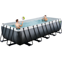Aufstellpool Framepool-Set EXIT BlackLeather Style rechteckig 540x250x122 cm inkl. Kartuschenfilteranlage & Leiter schwarz