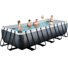 Aufstellpool Framepool-Set EXIT BlackLeather Style rechteckig 540x250x122 cm inkl. Kartuschenfilteranlage & Leiter schwarz