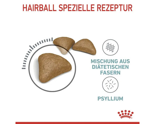 Katzenfutter für Haarballen mit spezieller Rezeptur und Ballaststoffen sowie Psyllium