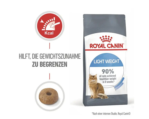 Royal Canin Light Weight Katzenfutter zur Gewichtskontrolle, mit Kalorienreduzierung und Futterring.