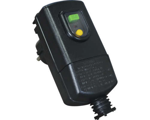 Schwarzer Außentrafo mit Reset Knopf