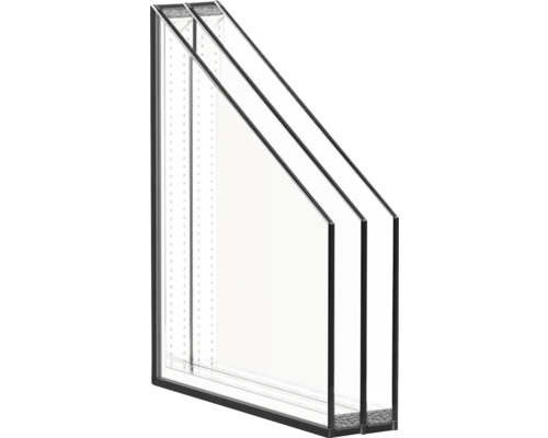 Querschnitt einer Dreifachverglasung für Fenster