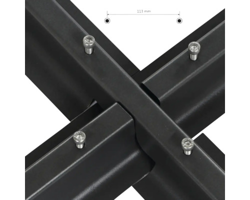 Detailansicht eines Tischgestells mit Schrauben