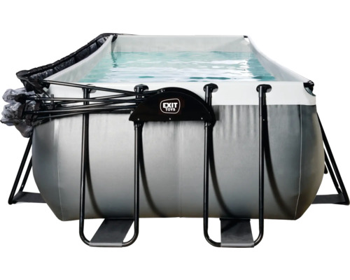 Rechteckiger Pool mit Abdeckung und Stahlrahmen
