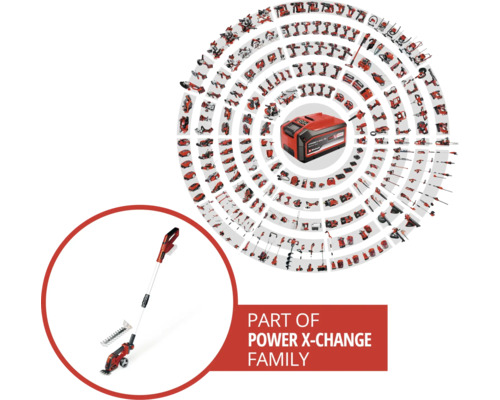 Einhell Power X-Change Produktfamilie mit Akku und Gartengerät