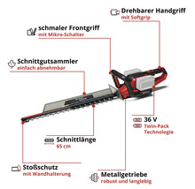 Akku Heckenschere Einhell Power-X-Change GE-CH 36/65 Li-Solo ohne Akku und Ladegerät( 2x18V )-thumb-2