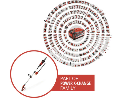 Einhell Power X-Change Akku-System Produktübersicht mit Akku-Hochentaster