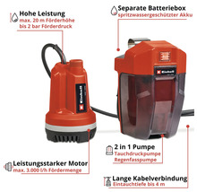 Akku Klarwasser Tauchdruckpumpe Einhell Power-X-Change GE-PP 18 RB li ohne Akku und Ladegerät-thumb-2
